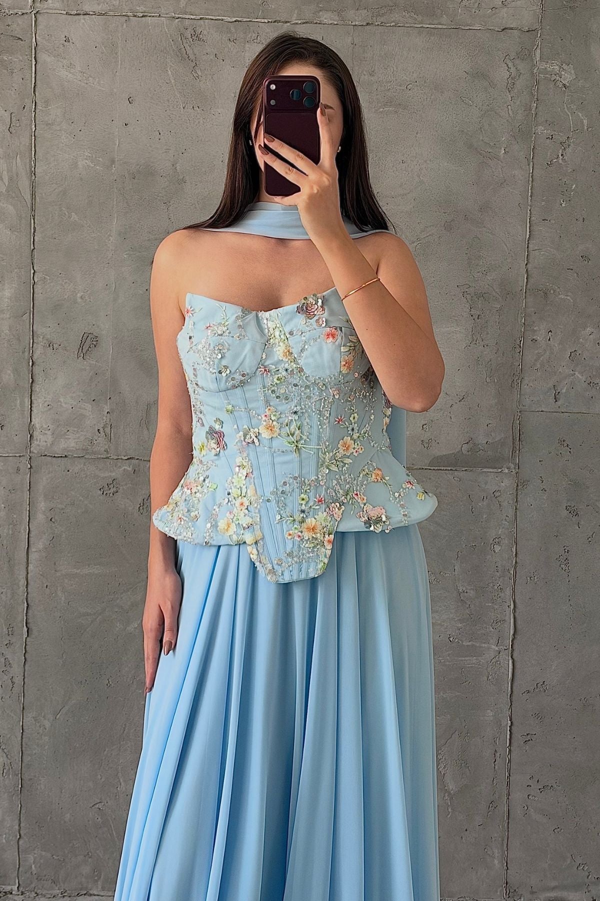 Leyla Açık Abiye Bebe Mavisi