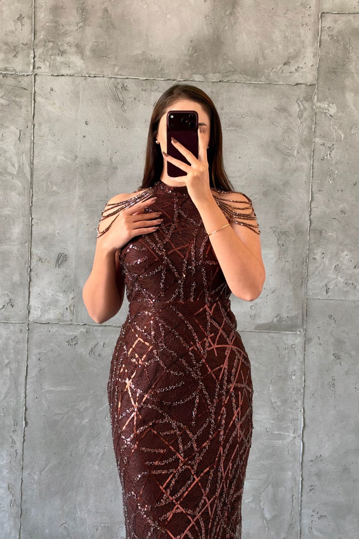 Lalin Açık Abiye Kahverengi
