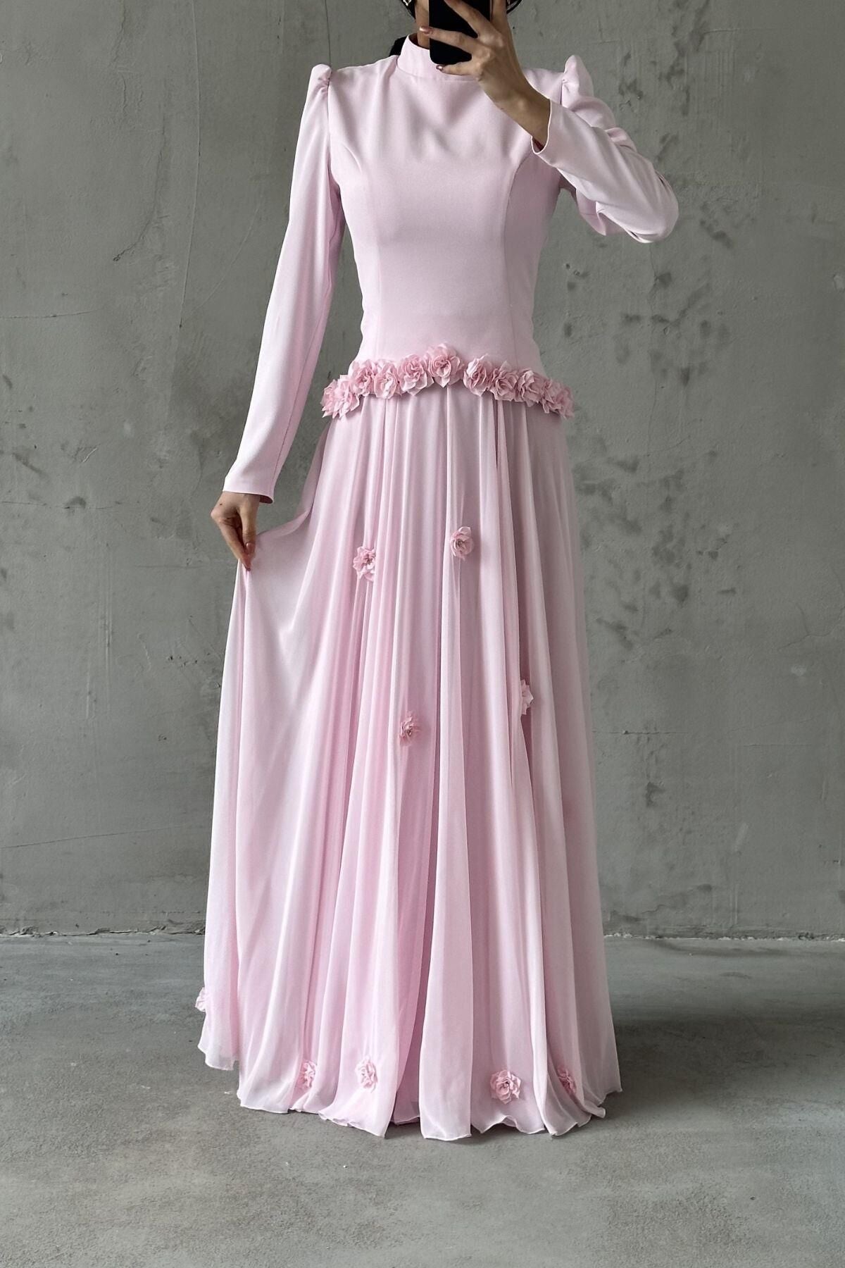 Eda Tesettür Abiye Toz Pembe