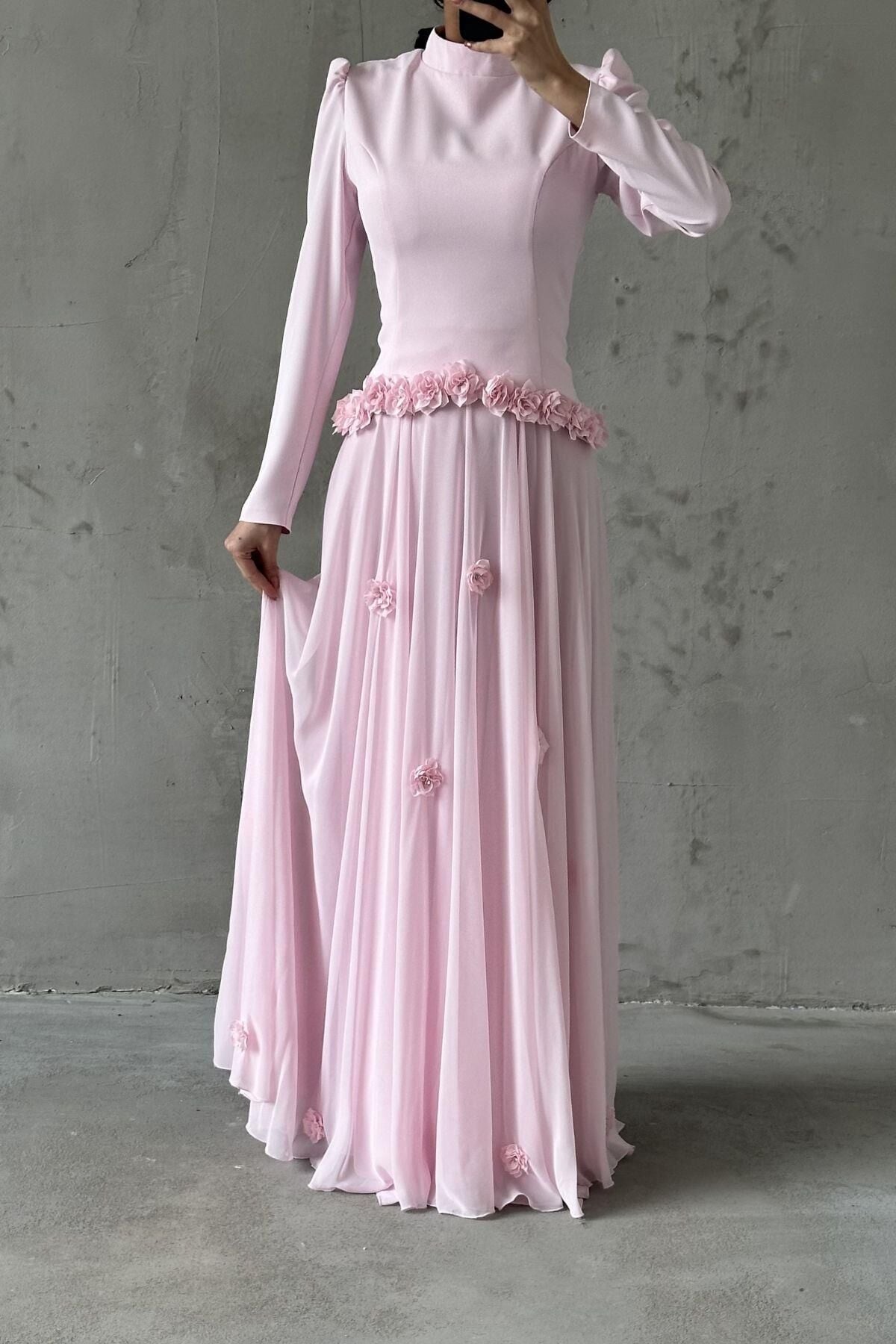Eda Tesettür Abiye Toz Pembe