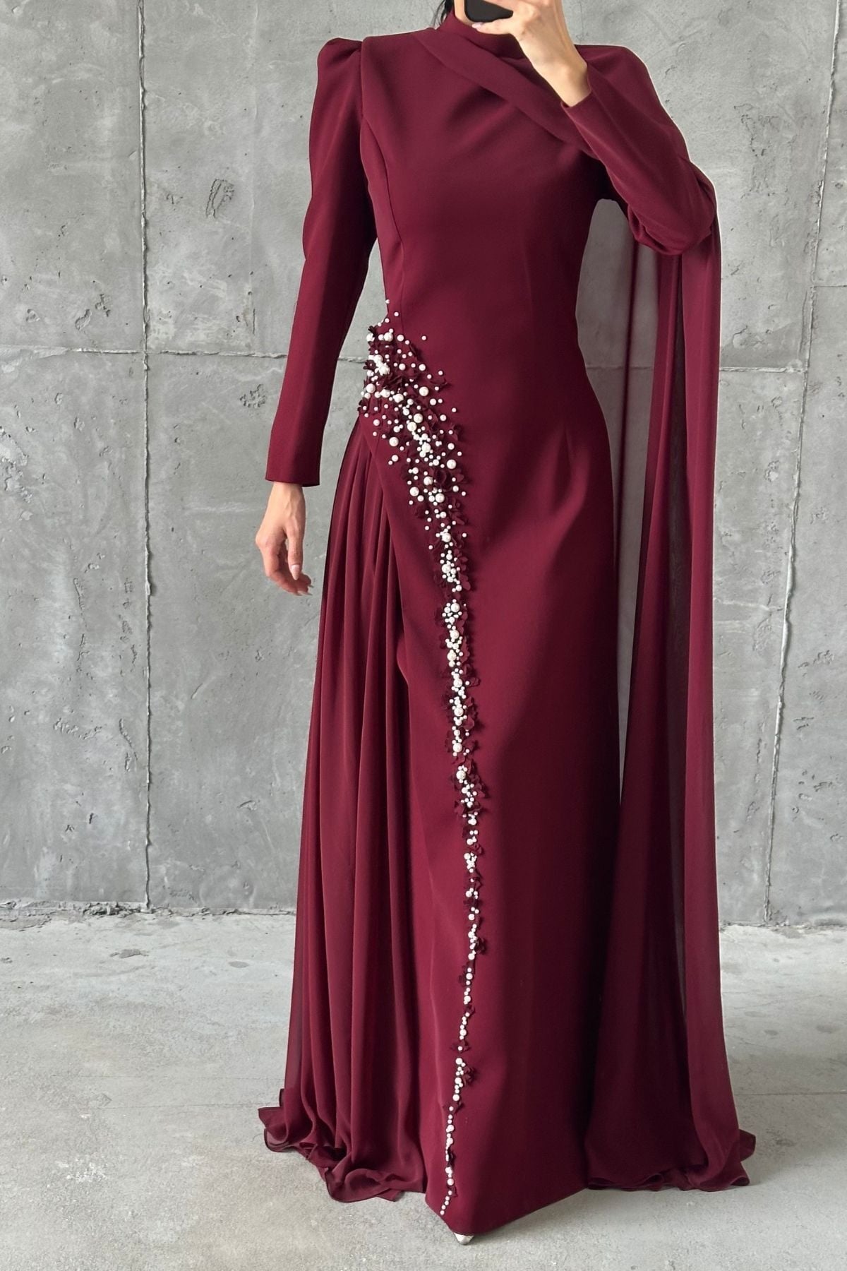 Laviva Tesettür Abiye Bordo