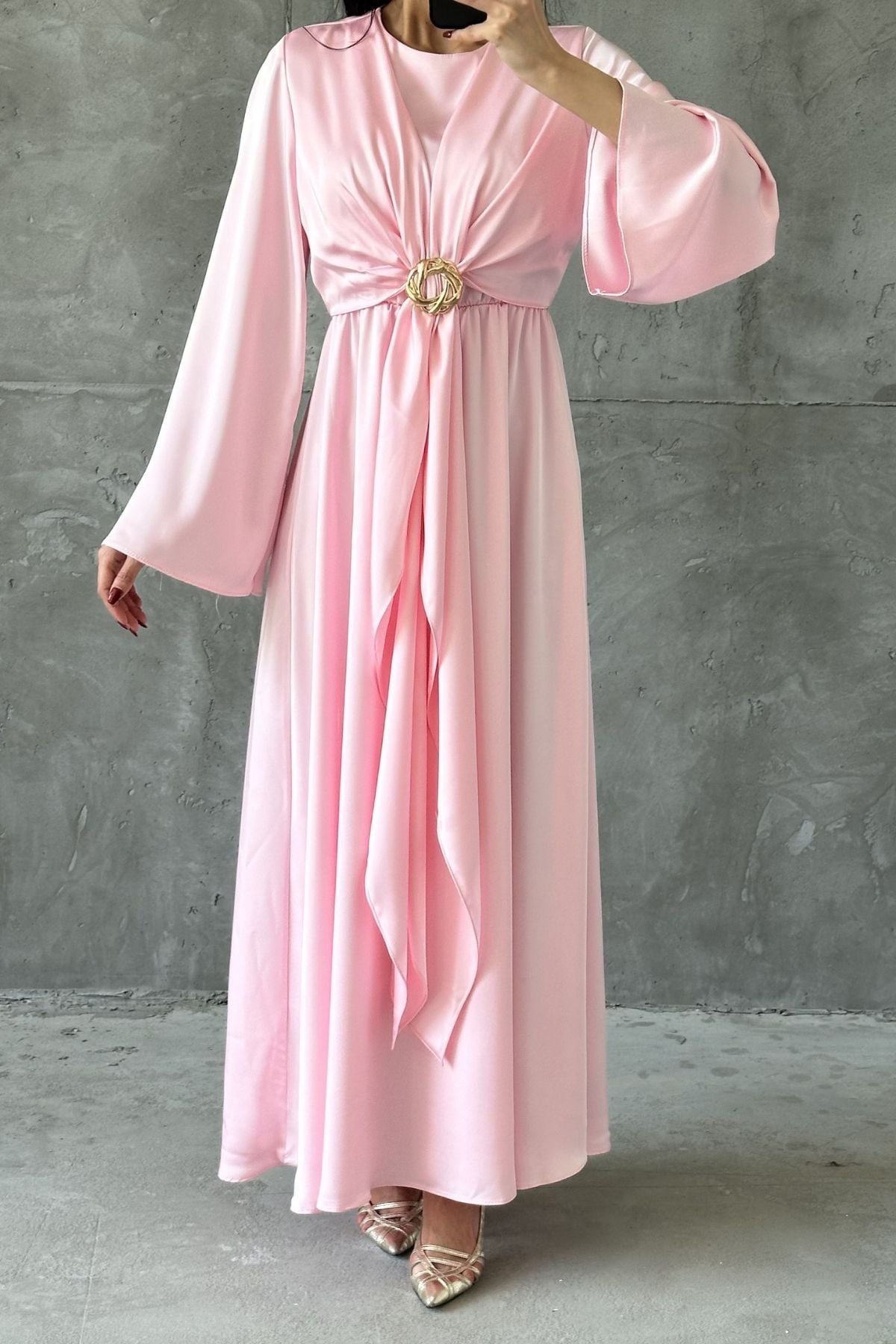 Pelin Tesettür Abiye Pembe
