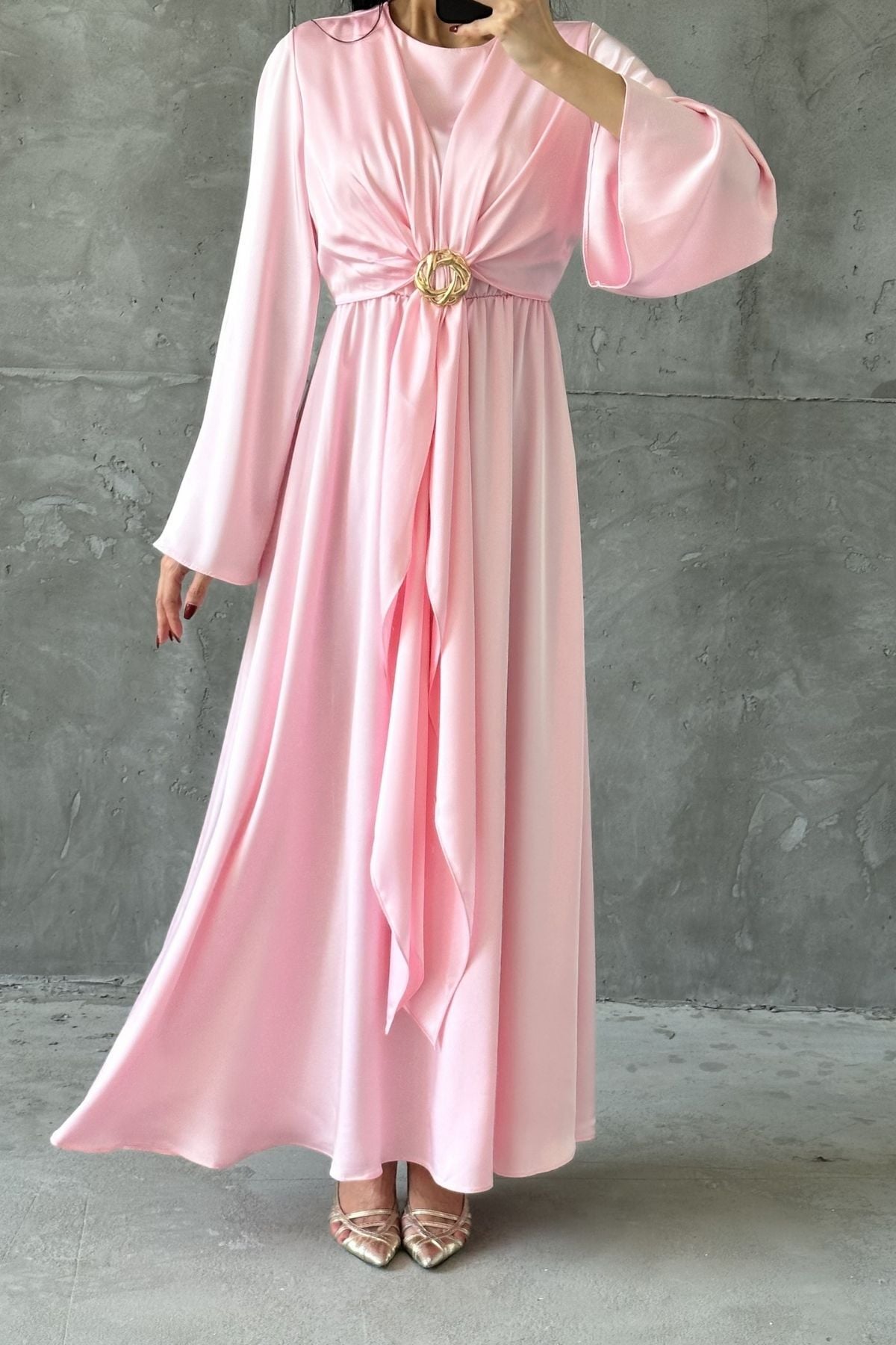 Pelin Tesettür Abiye Pembe