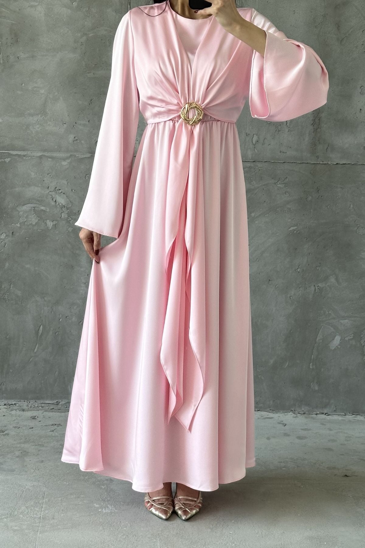 Pelin Tesettür Abiye Pembe