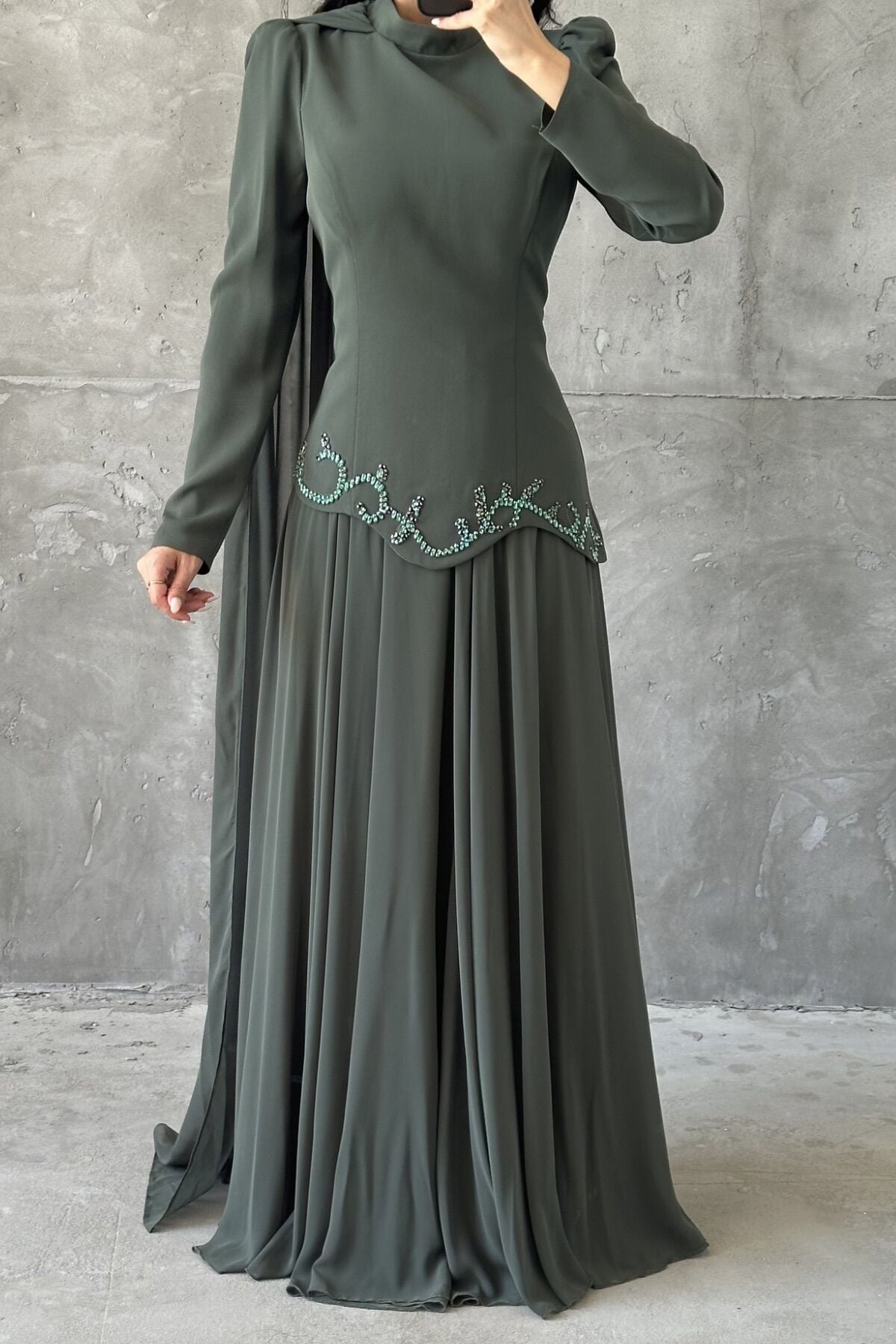 Zehra Tesettür Abiye Haki