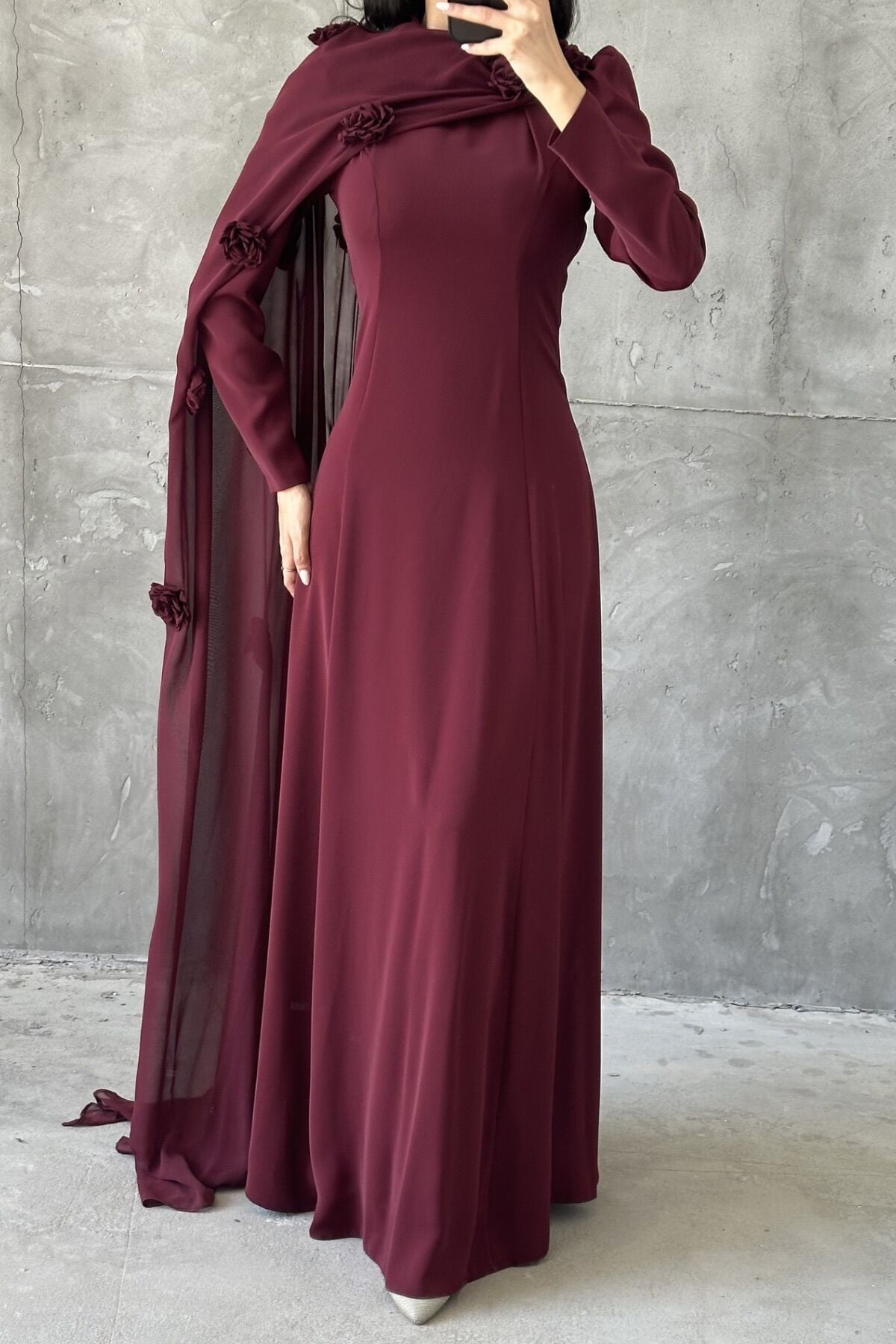 Nilay Tesettür Abiye Bordo