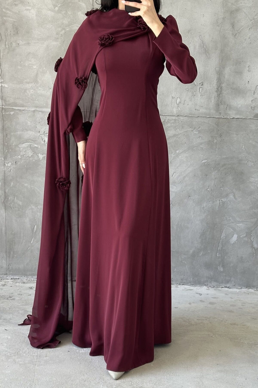 Nilay Tesettür Abiye Bordo