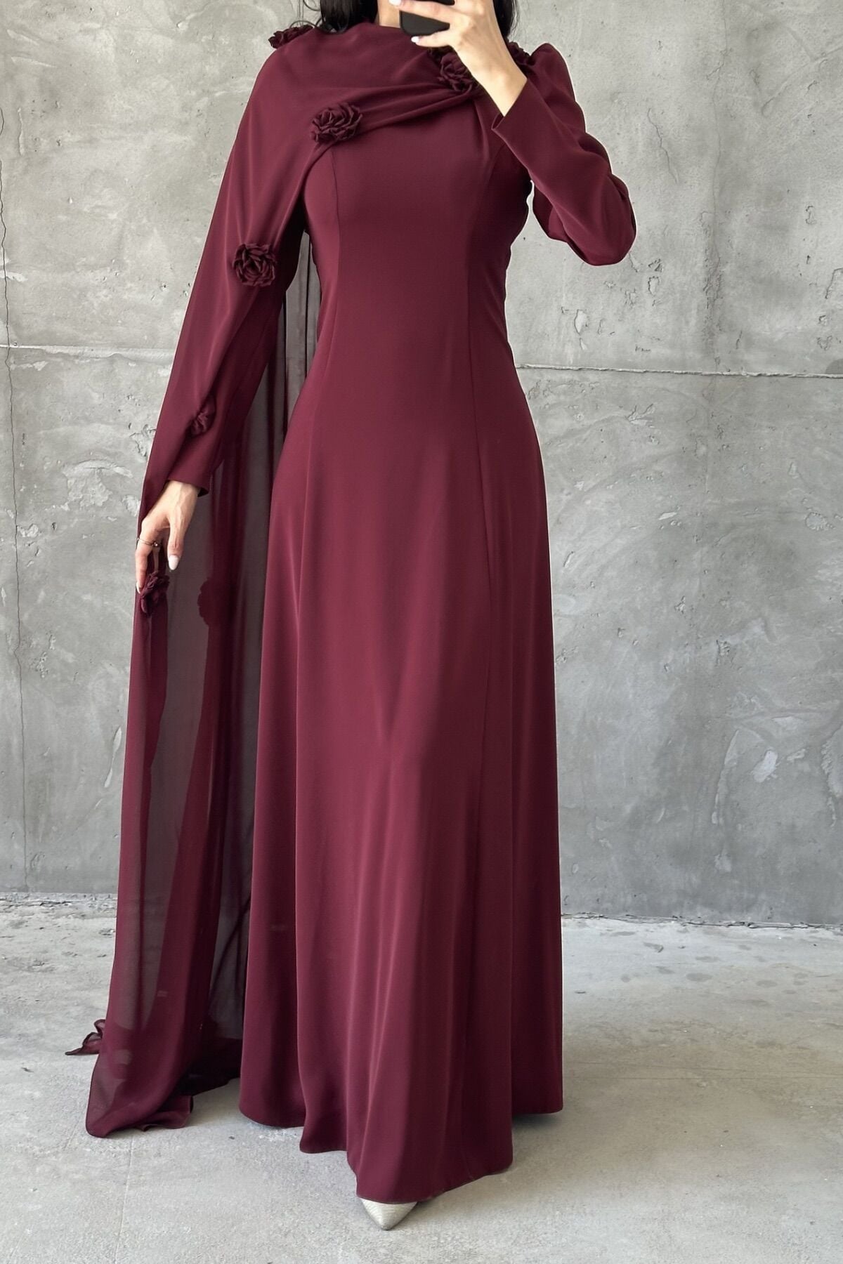Nilay Tesettür Abiye Bordo