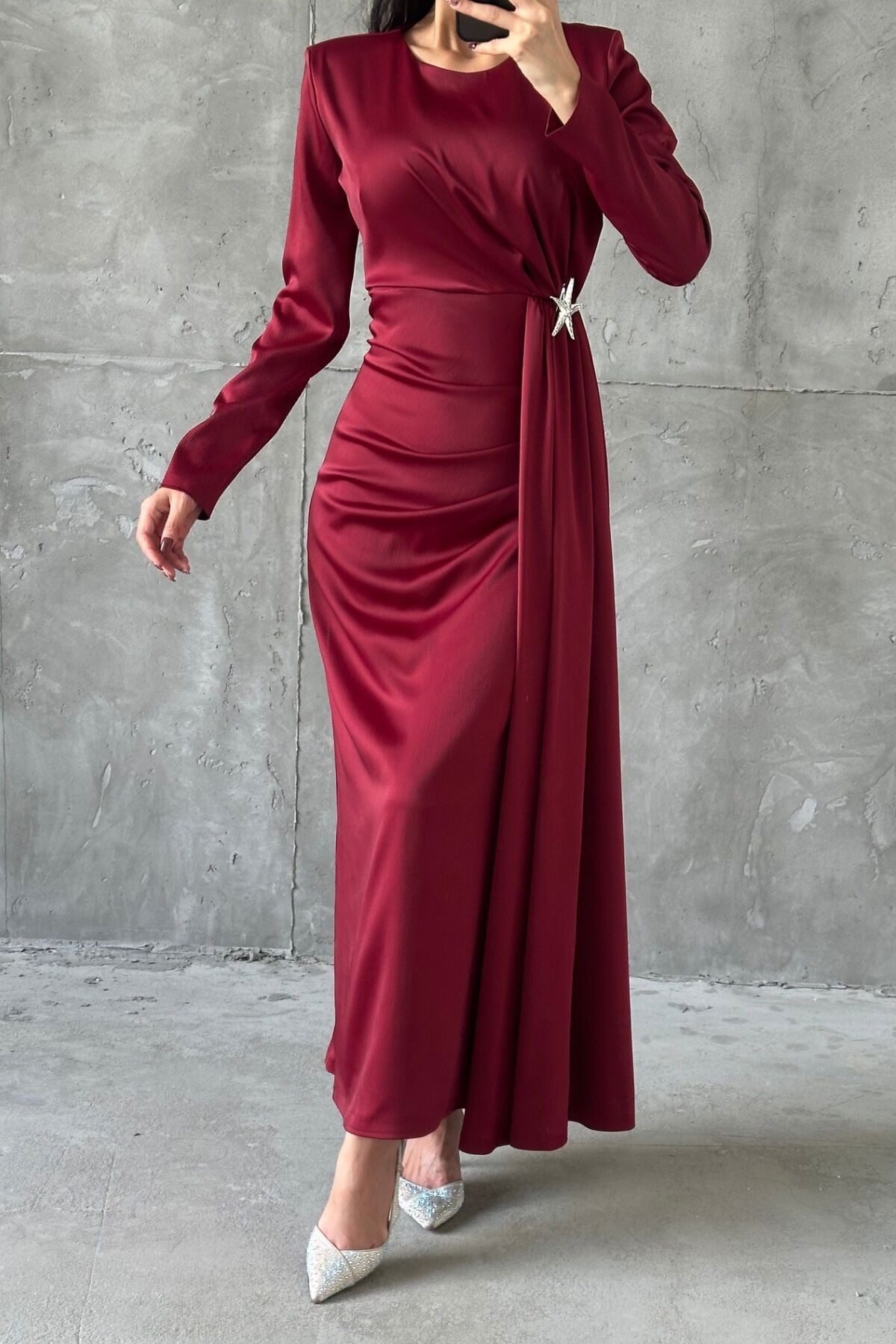 Alessa Tesettür Abiye Bordo