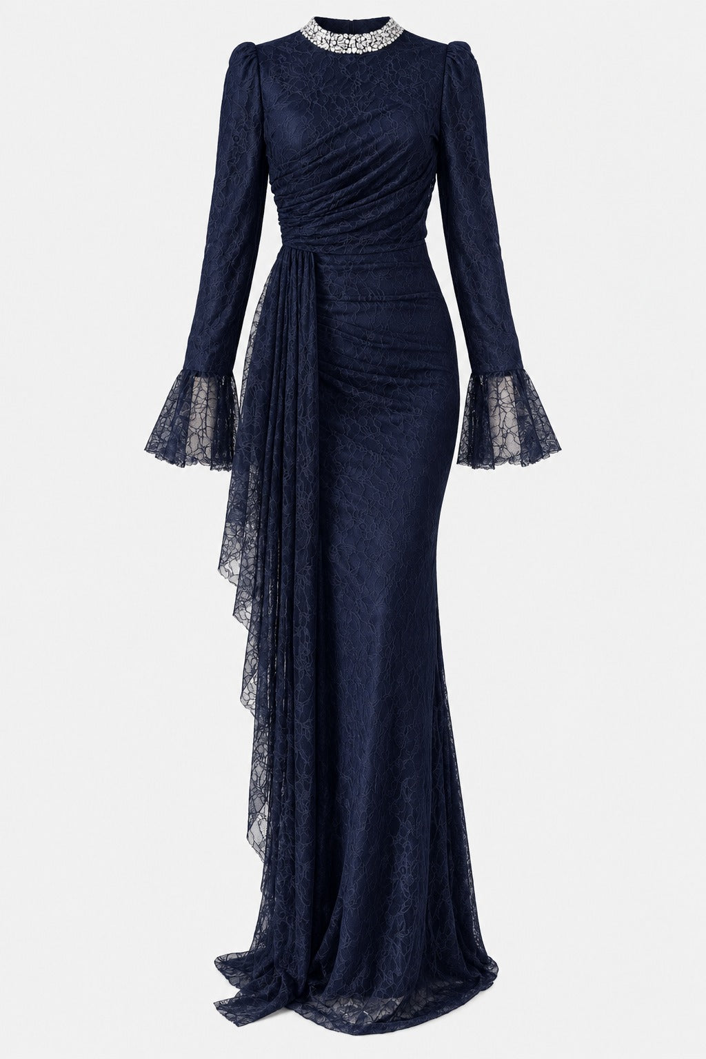Lace Tesettür Abiye Lacivert