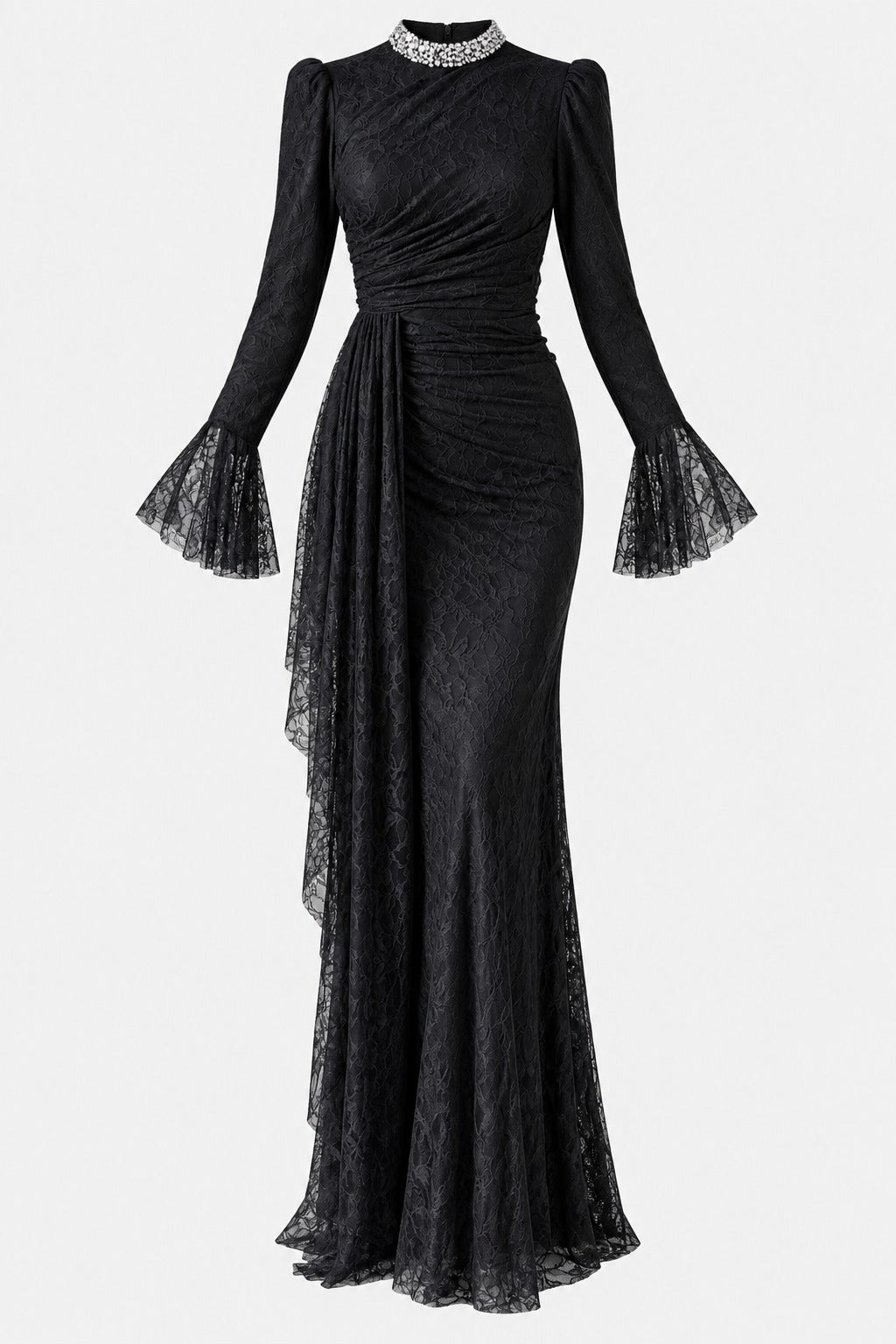 Lace Tesettür Abiye Siyah