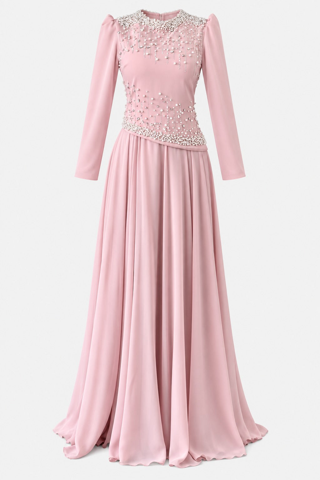 Mina Tesettür Abiye Pembe
