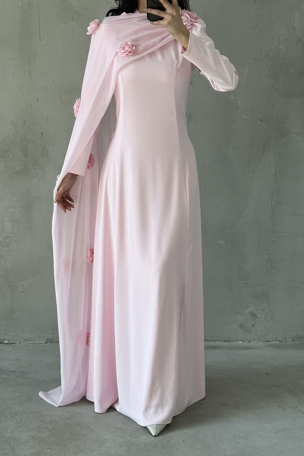 Nilay Tesettür Abiye Pembe