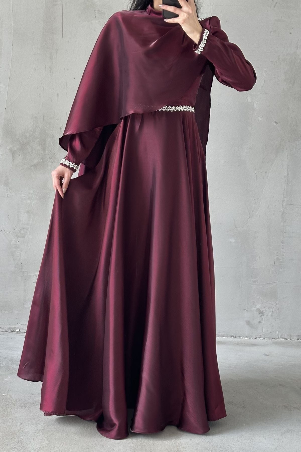 Selvi Tesettür Abiye Mürdüm