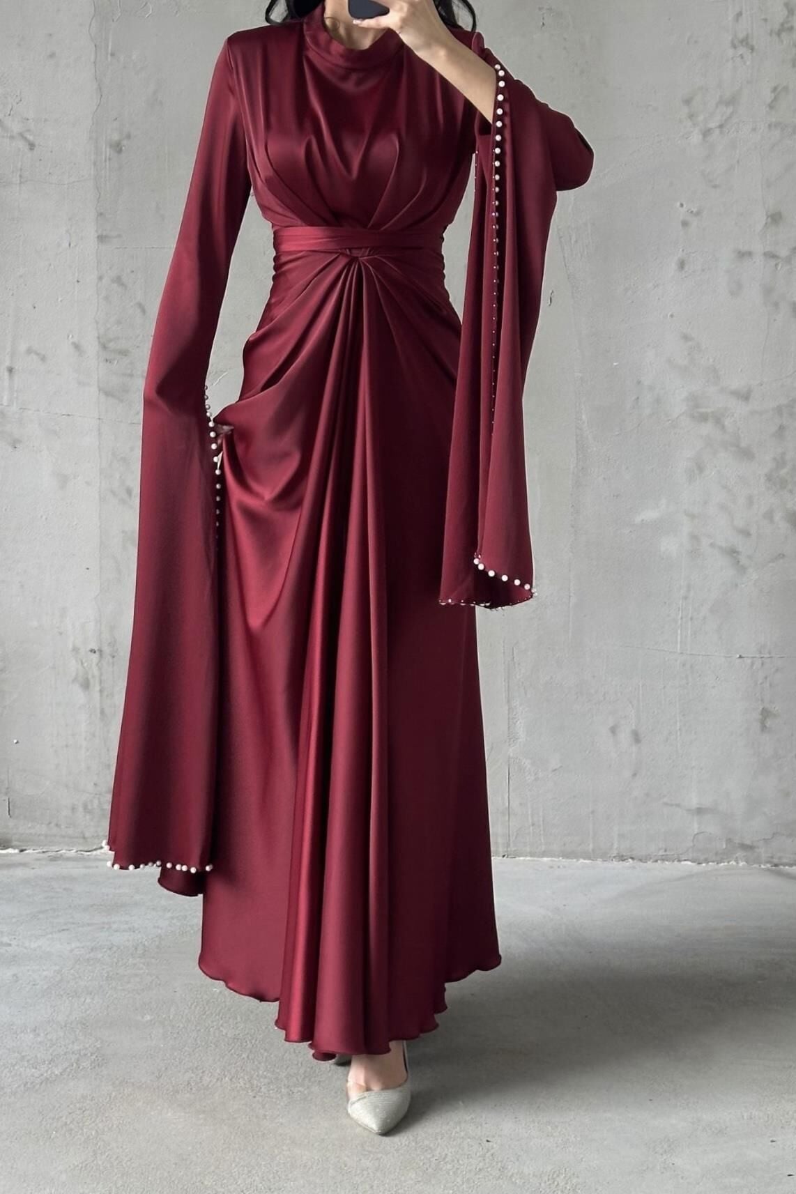 Zehra Tesettür Abiye Bordo
