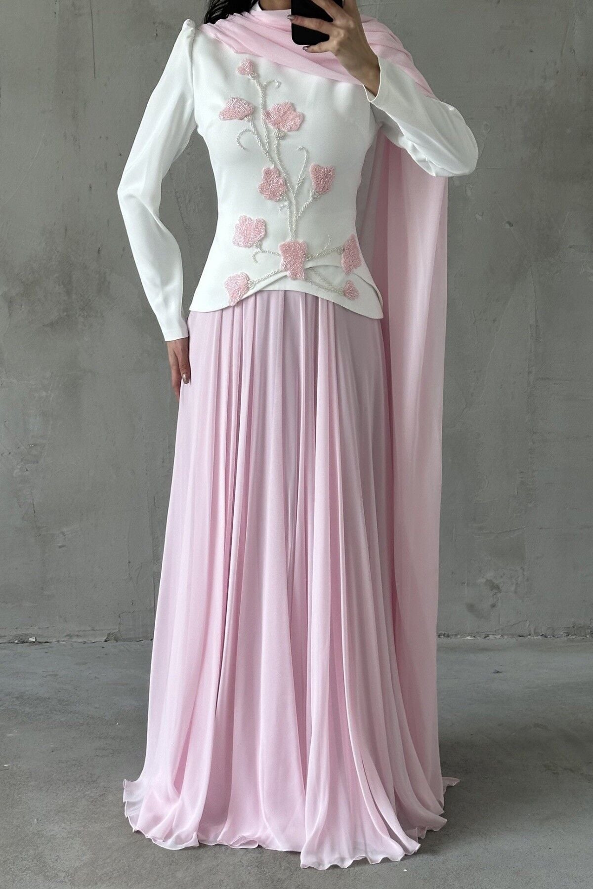 Zerrin Tesettür Abiye Pembe