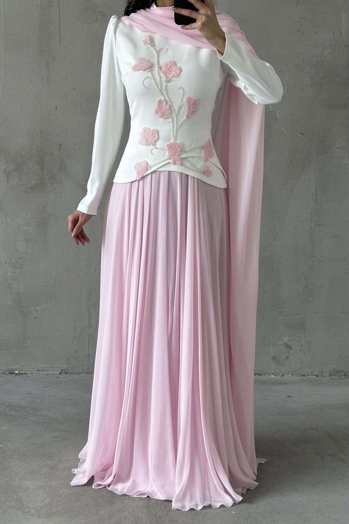 Zerrin Tesettür Abiye Pembe